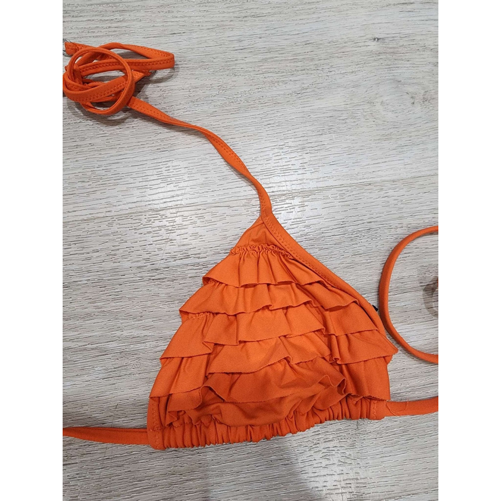 Gilly Hicks Orange Ruffle Triangle Bikini Swimsuit Set Size M Beachwear Used - Picture 4 of 8